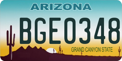 AZ license plate BGE0348