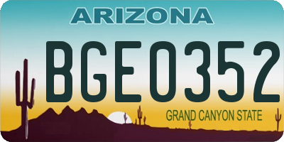 AZ license plate BGE0352