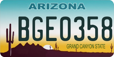 AZ license plate BGE0358