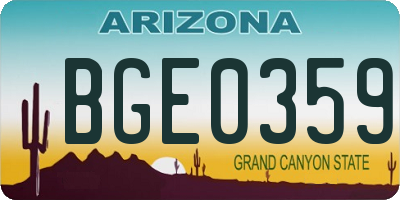 AZ license plate BGE0359