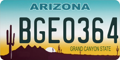 AZ license plate BGE0364