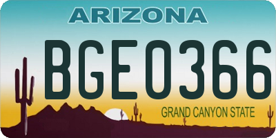 AZ license plate BGE0366