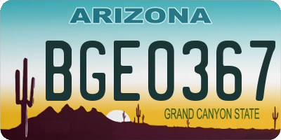 AZ license plate BGE0367