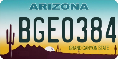AZ license plate BGE0384