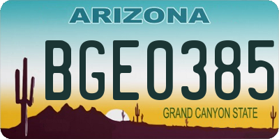 AZ license plate BGE0385