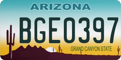 AZ license plate BGE0397