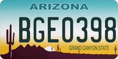 AZ license plate BGE0398