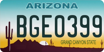 AZ license plate BGE0399