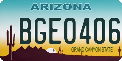 AZ license plate BGE0406