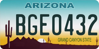 AZ license plate BGE0432