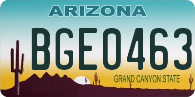 AZ license plate BGE0463
