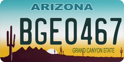 AZ license plate BGE0467