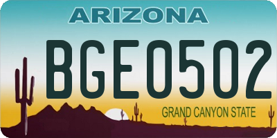 AZ license plate BGE0502