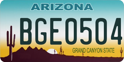 AZ license plate BGE0504