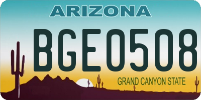 AZ license plate BGE0508