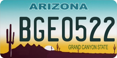 AZ license plate BGE0522