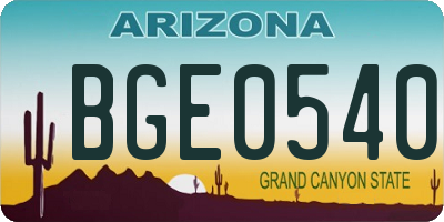 AZ license plate BGE0540