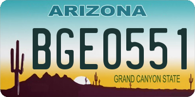 AZ license plate BGE0551