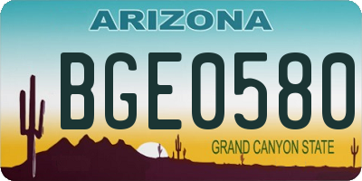 AZ license plate BGE0580