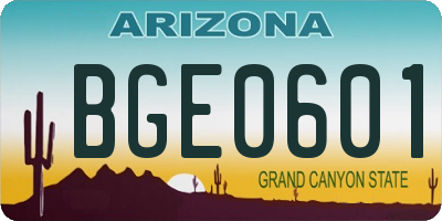 AZ license plate BGE0601