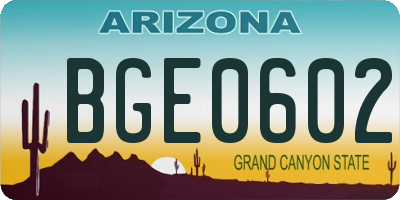 AZ license plate BGE0602