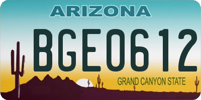 AZ license plate BGE0612