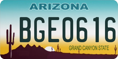 AZ license plate BGE0616