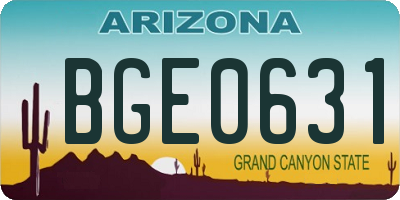 AZ license plate BGE0631