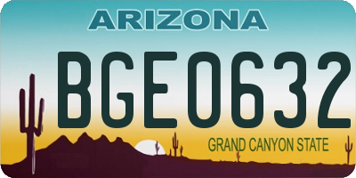 AZ license plate BGE0632