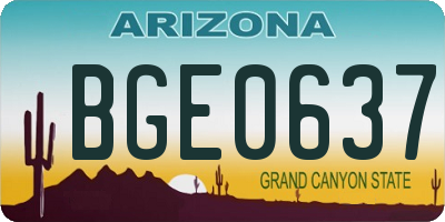 AZ license plate BGE0637