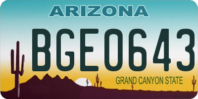 AZ license plate BGE0643