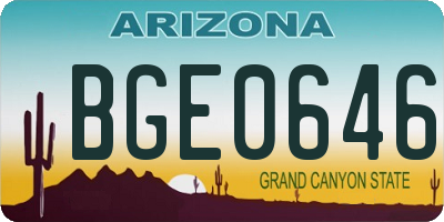 AZ license plate BGE0646