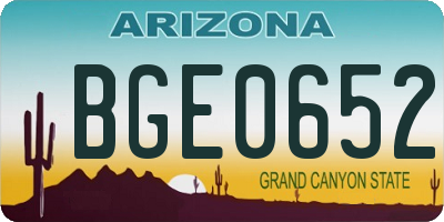 AZ license plate BGE0652