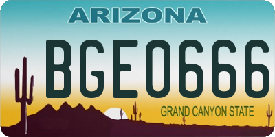 AZ license plate BGE0666