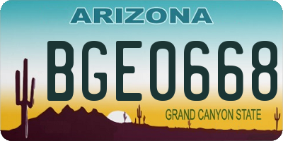 AZ license plate BGE0668