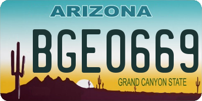 AZ license plate BGE0669