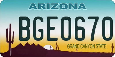AZ license plate BGE0670