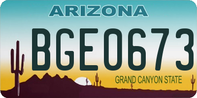 AZ license plate BGE0673