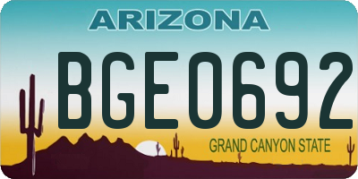 AZ license plate BGE0692