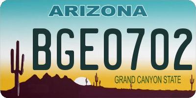 AZ license plate BGE0702