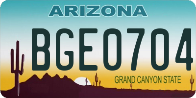 AZ license plate BGE0704