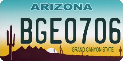 AZ license plate BGE0706