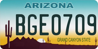 AZ license plate BGE0709