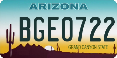 AZ license plate BGE0722