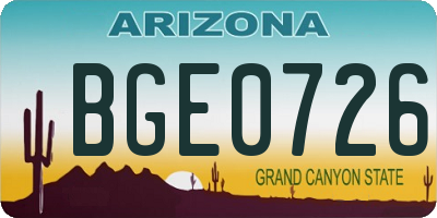 AZ license plate BGE0726