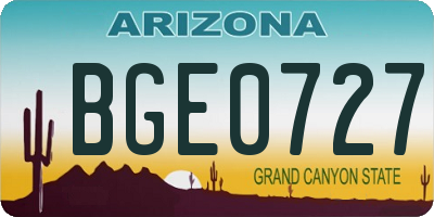AZ license plate BGE0727