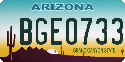 AZ license plate BGE0733