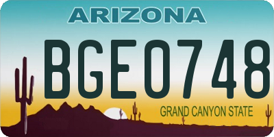 AZ license plate BGE0748