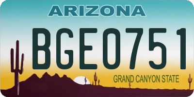 AZ license plate BGE0751