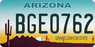 AZ license plate BGE0762